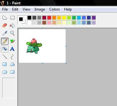 Bulbasaur character illustration in MS Paint.