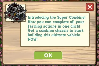 Super Combine introduction for farming actions in a game.