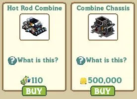 Hot Rod Combine and Combine Chassis for sale in a game interface
