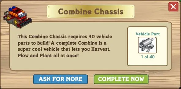 Combine Chassis vehicle part required for crafting in a game.