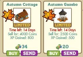 Autumn Cottage and Gazebo for sale with pricing and time limits.