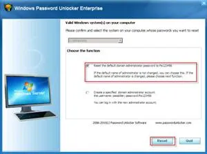 Windows Password Unlocker Enterprise software interface for password recovery.
