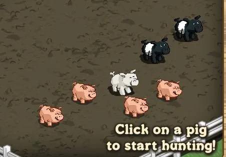 Cartoon pigs in a barnyard setting with a call to action.