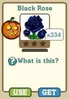 Black rose with a pumpkin icon in a game interface.