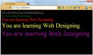 Text in multiple colors stating "You are learning Web Designing"