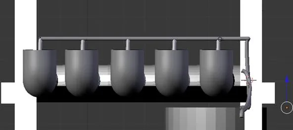 Industrial piping system with connected valves.