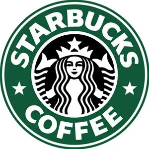 Starbucks logo featuring a siren with the text "Starbucks Coffee" in a circular design.