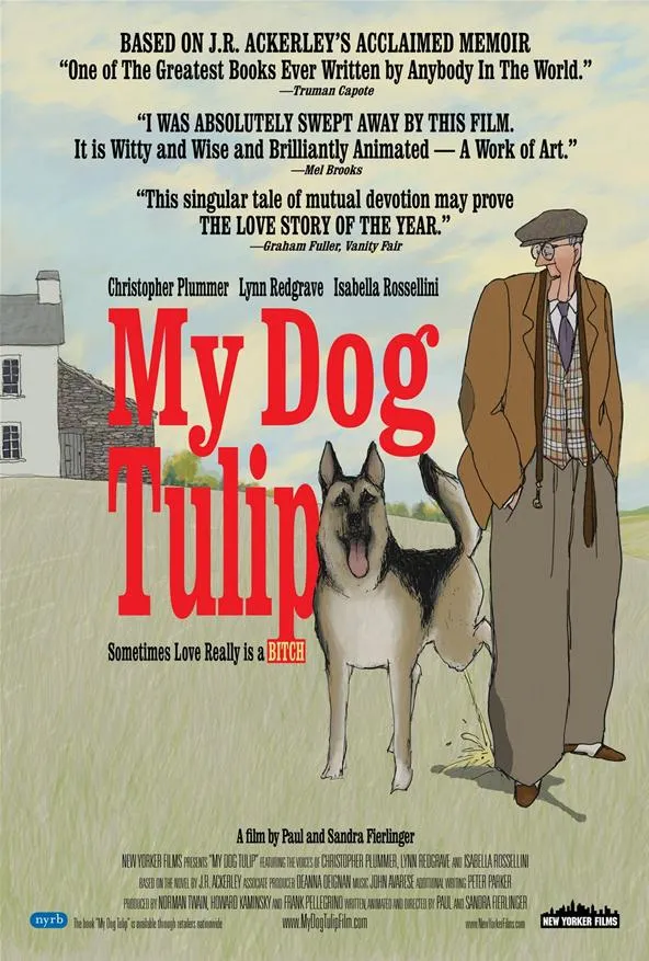 My Dog Tulip movie poster featuring a man and a dog.