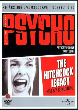 Psycho movie DVD cover featuring iconic imagery and text.