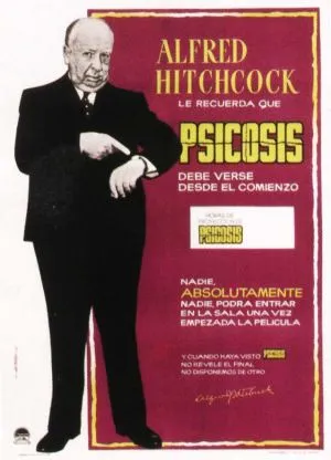 Alfred Hitchcock promotional poster for the film "Psycho."