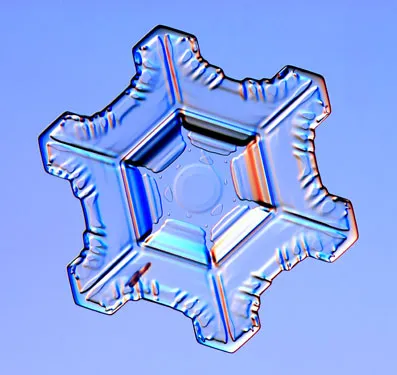 Snowflake against a blue background.