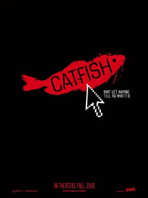 Catfish movie poster featuring a red fish silhouette and a computer cursor.