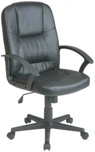 Black office chair with adjustable height and armrests.
