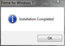 Installation completed message for a Windows 7 application.