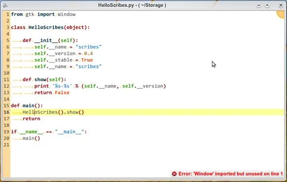 Python code snippet demonstrating a graphical application with a class definition and method implementations.