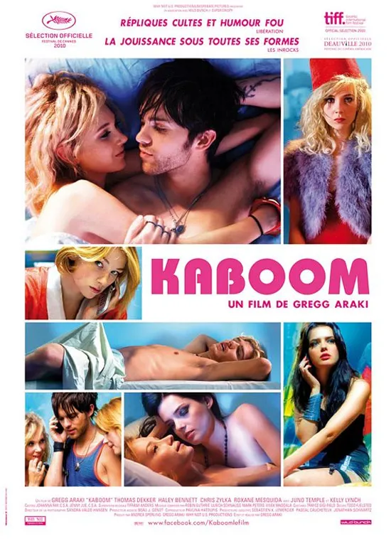 Film poster for "Kaboom" featuring a collage of characters and scenes.