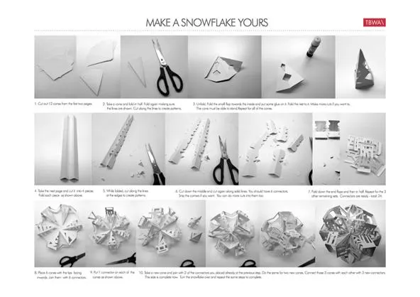 Instructions for making paper snowflakes.