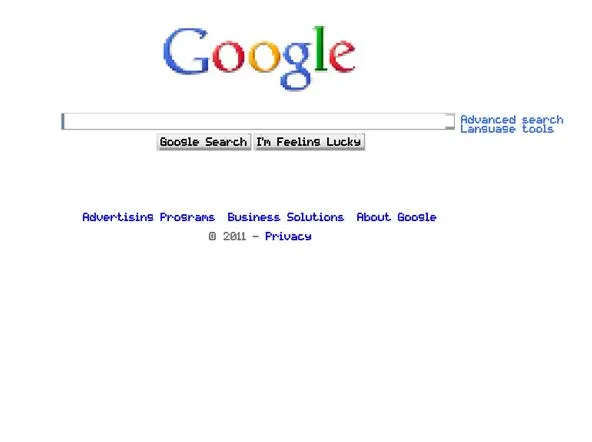 Google search homepage with search bar and options for advanced search.