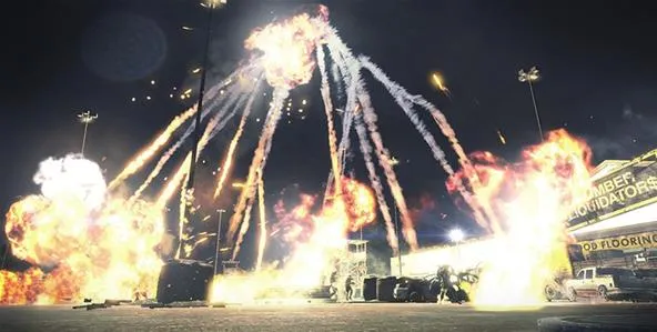 Fireworks display lighting up the night sky during an event.