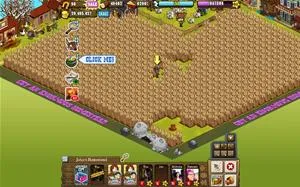 A character farming in a virtual game environment.