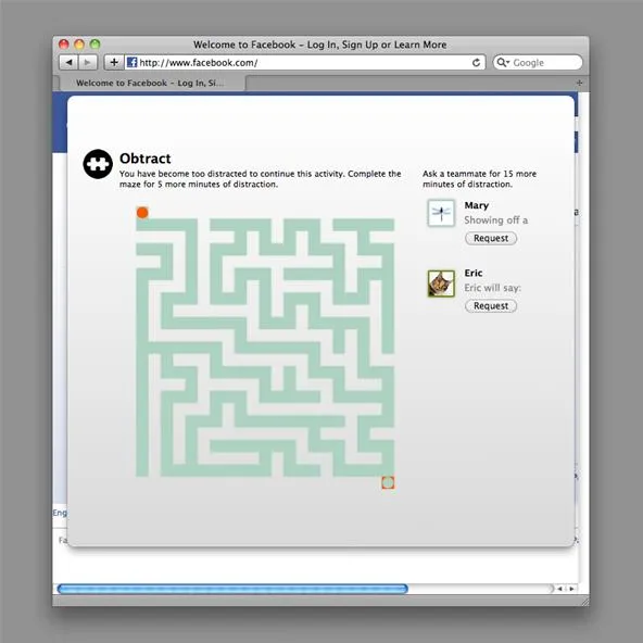 Maze game interface displayed on a computer screen.