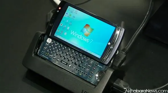Smartphone with a touchscreen displaying Windows operating system.