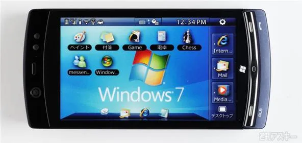 Windows 7 interface displayed on a mobile device screen.