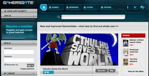 Cthulhu Saves the World game promotion on GamersGate website.