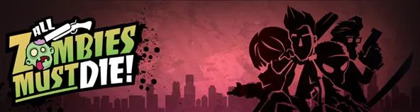 Zombies video game promotional banner featuring characters and title.