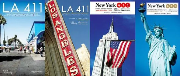 Los Angeles and New York cityscapes with iconic landmarks.