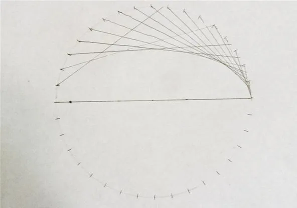 Geometrical diagram illustrating the concept of angles in a circle.