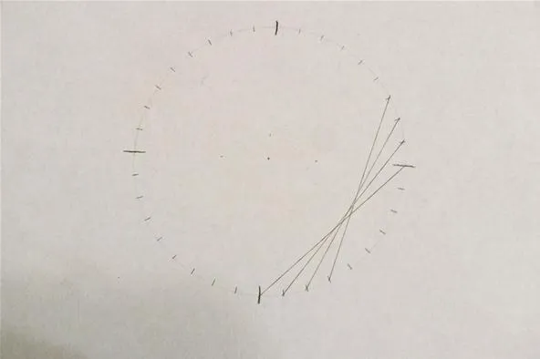 A diagram of a circular graph with lines extending from the center.