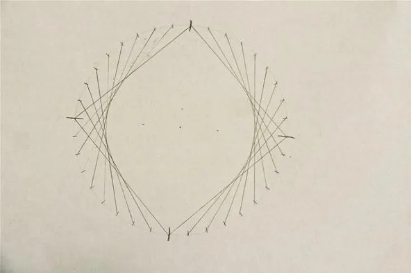 Geometric illustration of intersecting lines forming a diamond shape.