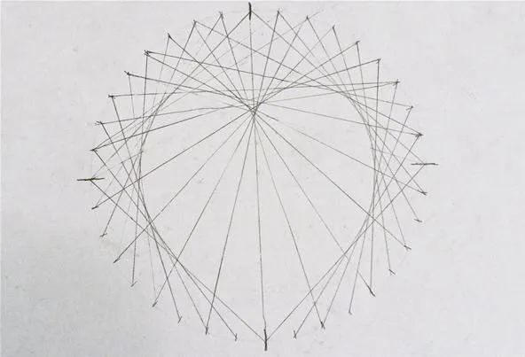 Heart-shaped geometric pattern created with lines and points.