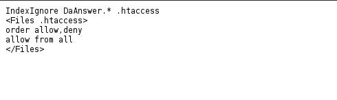 Code snippet of an .htaccess file configuration.