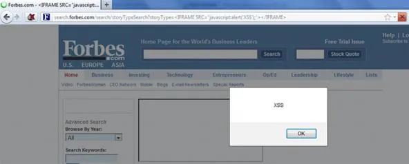 Error message pop-up on Forbes website.