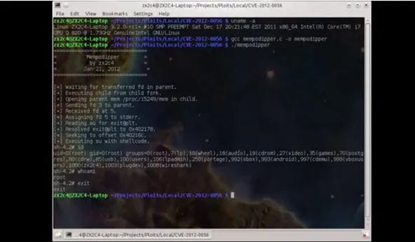Command line interface displaying code and output.