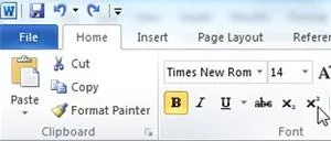 Screenshot of a Microsoft Word toolbar showing options for file management and text formatting.