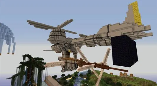 Minecraft build of a futuristic airship.