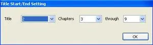 Title and chapter start/end setting interface.