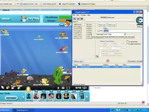 Screenshot of an online game interface featuring aquatic characters and a user settings panel.