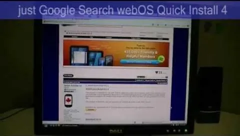 Screenshot of a computer monitor displaying a website related to webOS Quick Install.