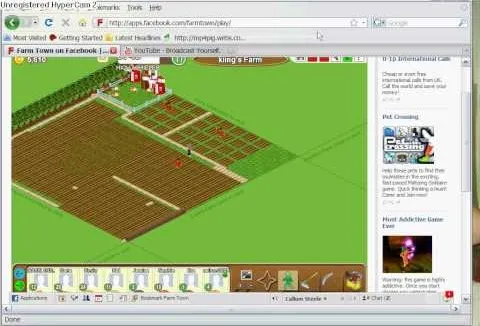 A colorful online farming simulation game interface showcasing a farmland layout.