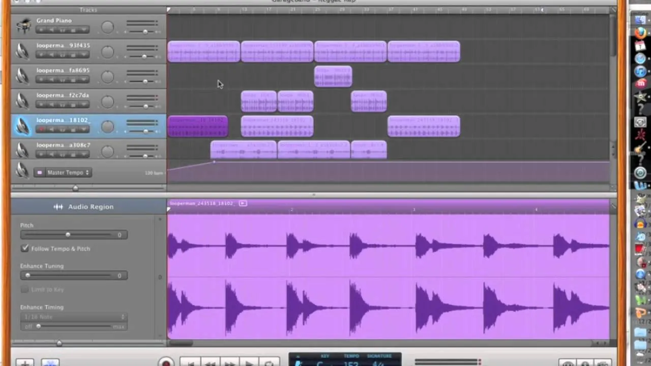 Music production software interface showing audio tracks and MIDI notes.