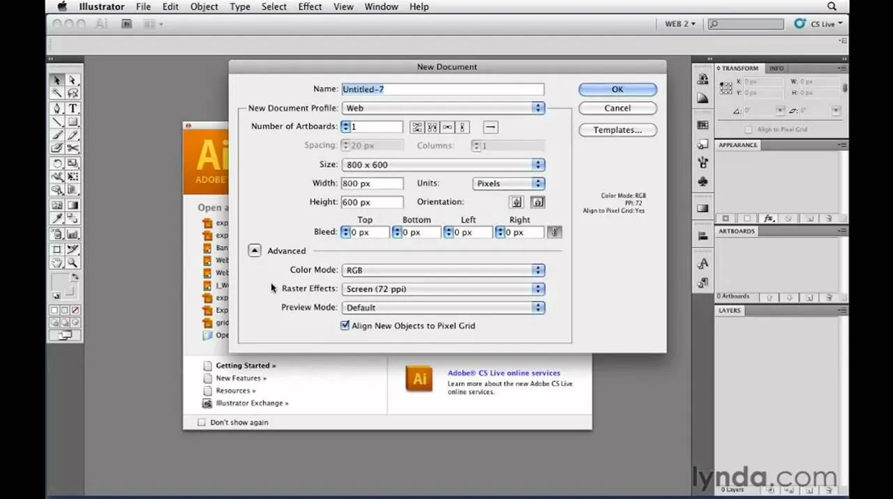 How to Use the Web document profile in Adobe Illustrator CS5 cover