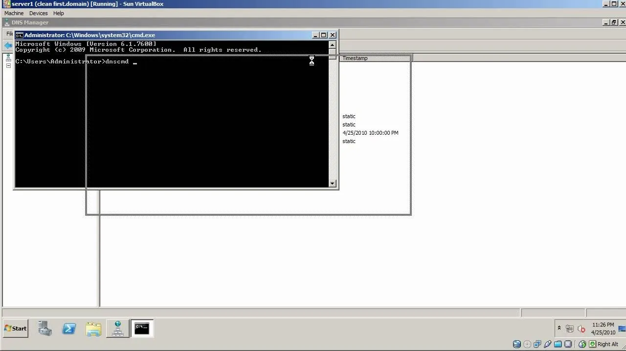 Command prompt interface displaying commands on a computer screen.