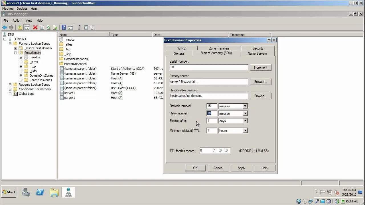 How to Use the start of authority tab in Microsoft Windows Server 2008 DNS cover