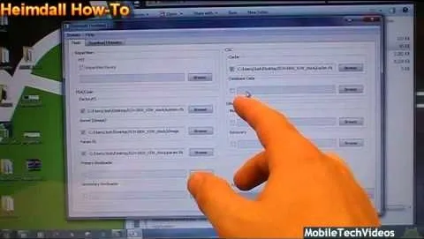 Hand clicking on a software settings interface on a computer screen.