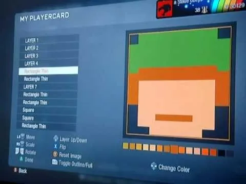 Video game character customization screen with pixel art avatar.