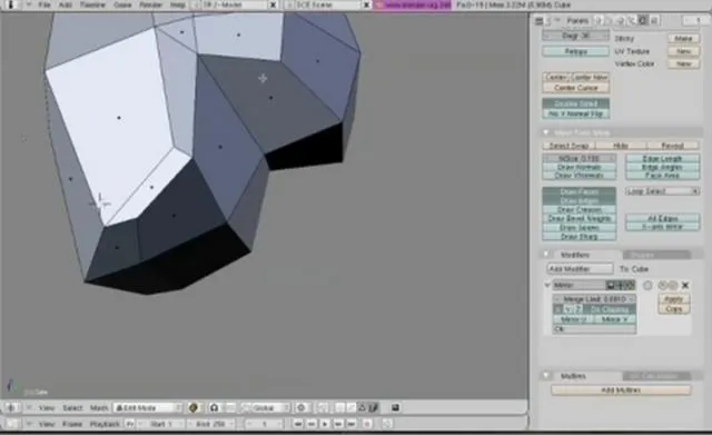 3D modeling software interface displaying a geometric shape with tools and options on the side.